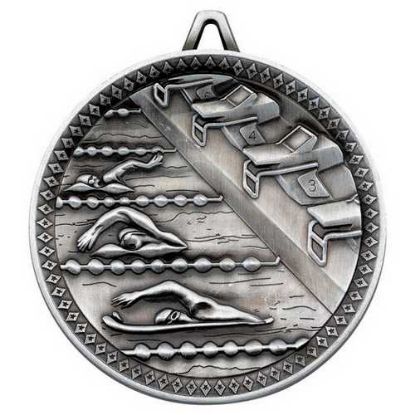 Picture of Swimming Deluxe Medal Antique Silver