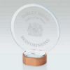 Picture of Clear Glass Circle On Light Wood Base (10mm Thick) - 8in