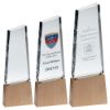Picture of Clear Glass Block On Light Wood Base With Colour Flash (32mm Thick) - 9.25in