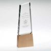 Picture of Clear Glass Block On Light Wood Base With Colour Flash (32mm Thick) - 9.25in