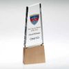 Picture of Clear Glass Block On Light Wood Base With Colour Flash (32mm Thick) - 9.25in