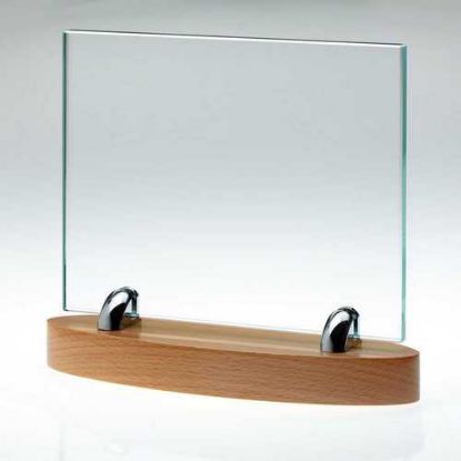 Picture of Clear Glass 10mm Rectangle On Light Wood Base