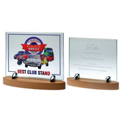 Picture of Clear Glass 10mm Rectangle On Light Wood Base - (Glass 8.25 X 10.5") 9.5 X 11in