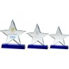 Picture of Clear Glass Star Plaque On Blue Base (19mm Thick) - 8.25in