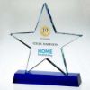 Picture of Clear Glass Star Plaque On Blue Base (19mm Thick) - 8.25in