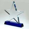Picture of Clear Glass Star Plaque On Blue Base (19mm Thick) - 8.25in