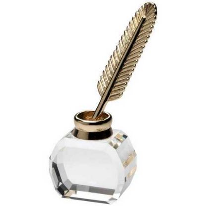 Picture of Clear Glass Inkwell With Metal Feather Quill