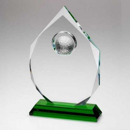 Picture of Clear Glass Diamond With Golf Ball On Green Base (15mm Thick)