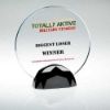 Picture of Clear Glass Round Plaque (10mm Thick) In Gun Metal Base - 8in