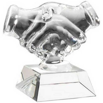 Picture of Clear Glass Handshake On Base