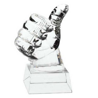 Picture of Clear Glass Thumbs Up On Base