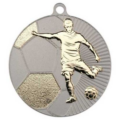 Picture of Large Football Two Colour Medal Matt Silver~gold