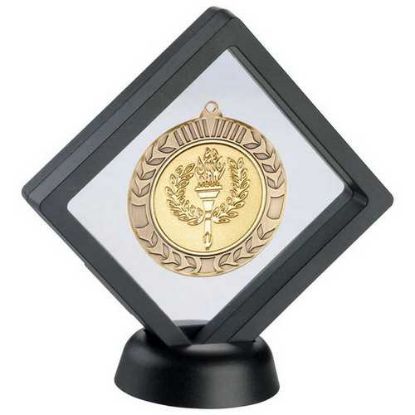 Picture of Black~clear Plastic Medal Box With Stand (For 70mm Medal)