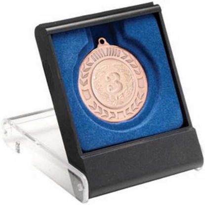 Picture of Black~clear Medal Box Small (40~50mm Recess Blue Insert)