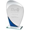 Picture of Jade Glass Curved Plaque With Blue|silver Detail (4mm Thick) - 7.25in