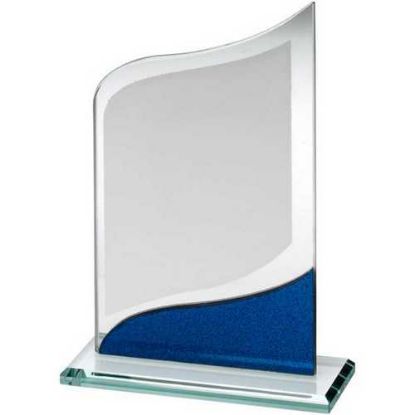 Picture of Jade Glass Pointed Plaque With Blue~silver Detail (4mm Thick)