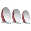 Picture of Jade Glass Oval Plaque With Red|silver Star Design (4mm Thick) - 6.5in