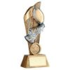 Picture of Brz|pew|gold Rugby Ball And Boot On Mesh Backdrop (1in Centre) - 7.25in