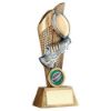 Picture of Brz|pew|gold Rugby Ball And Boot On Mesh Backdrop (1in Centre) - 7.25in