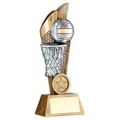 Picture of Brz|pew|gold Netball And Net On Mesh Backdrop (1in Centre) - 6in