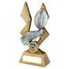Picture of Brz|pew|gold Rugby Ball And Boot On Pointed Backdrop (1in Centre) - 10in