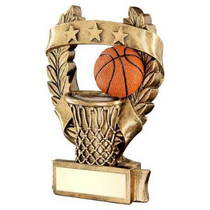 Picture of Brz|gold|orange Basketball 3 Star Wreath Award - 5in