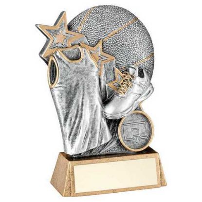 Picture of Pew|gold Basketball With Shoe And Shirt On Brz Base (1in Cen) - 6.25in