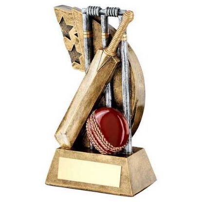 Picture of Brz|pew|red Cricket Stumps|bat|ball On Star Swoosh - 6.25in