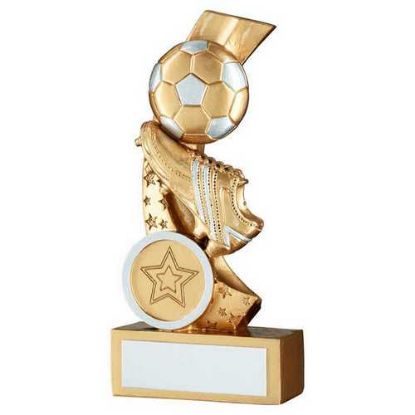 Picture of Gold|silver Football And Boot On Multi Star Curve (1in Centre) - 5in