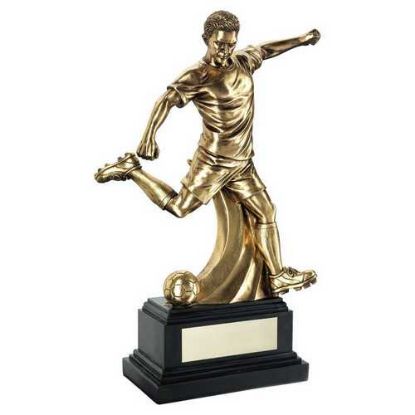 Picture of Antique Gold Premium Male Football Figure On Black Base - 12in