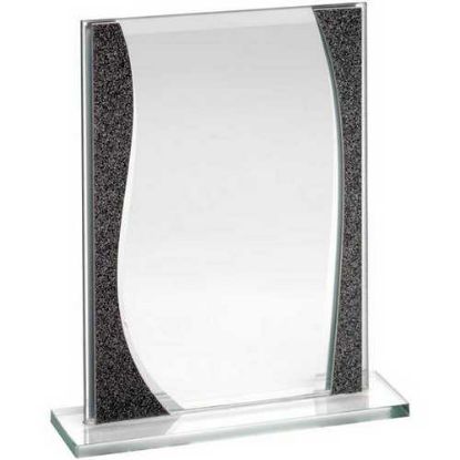 Picture of Jade Glass Rectangle Plaque With Silver Highlights