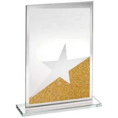 Picture of Jade Glass Rectangle Plaque With Gold~silver Glitter Detail (4mm Thick)