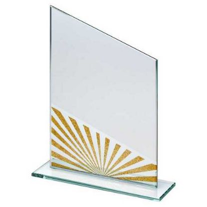 Picture of Jade Glass Angled Plaque With Gold~silver Glitter Detail (5mm Thick)