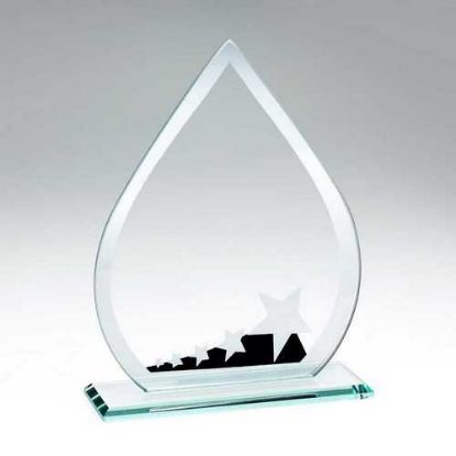 Picture of Jade Glass Teardrop With Silver~black Star Design (4mm Thick)