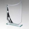 Picture of Jade Glass Curved Plaque With Black|silver Star Design (4mm Thick) - 6.5in