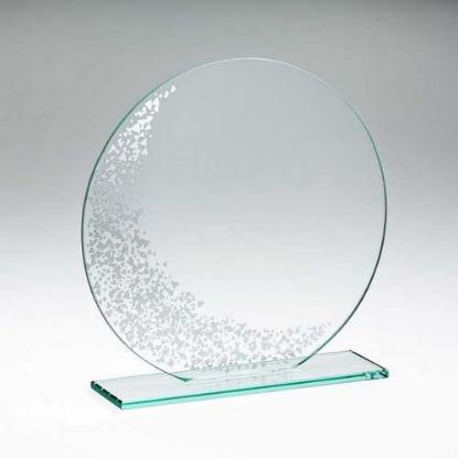 Picture of Jade Glass Round Plaque With Silv Detail (4mm Thick)