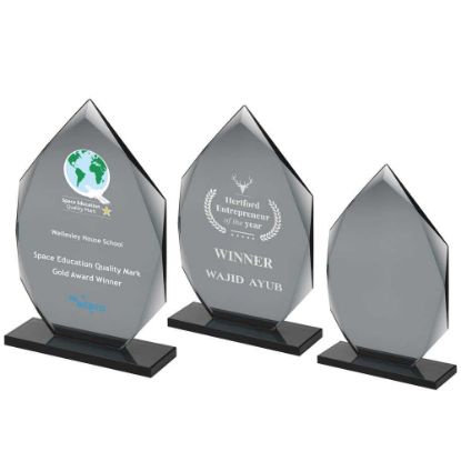 Picture of Smoked Black Glass Diamond Plaque (10mm Thick) - 7in