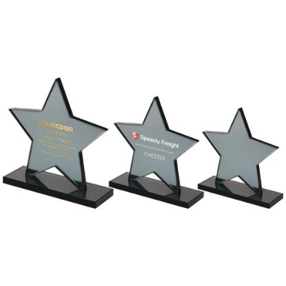 Picture of Smoked Black Glass Star Plaque (10mm Thick) - 6.25in