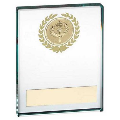 Picture of Jade Glass Block With Gold Wreath 12mm Thick