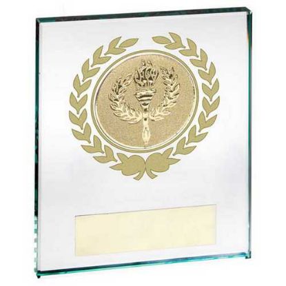 Picture of Jade Glass Block With Gold Wreath 12mm Thick