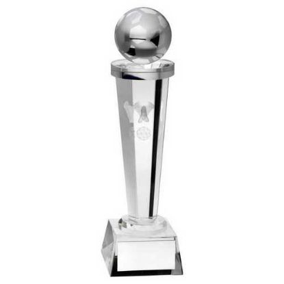 Picture of Clear Glass Column With Lasered Football Image