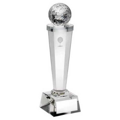Picture of Clear Glass Column With Lasered Golf Image