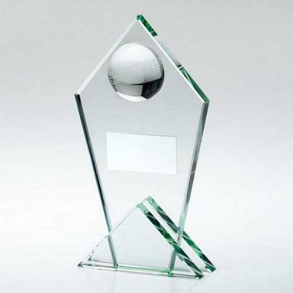 Picture of Jade Glass Pointed Plaque With Half Cricket Ball