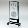 Picture of Clear|black Glass Plaque With Lasered Darts Image (15mm Thick) - 7.5in