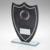 Picture of Stone Effect Glass Shield With White Wreath And Lines (1in Centre) - 6.5in