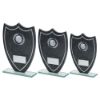 Picture of Stone Effect Glass Shield With White Wreath And Lines (1in Centre) - 6.5in