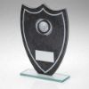 Picture of Stone Effect Glass Shield With White Wreath And Lines (1in Centre) - 6.5in