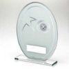 Picture of White|silver Printed Glass Oval With Wreath Design (1in Centre) - 6.5in