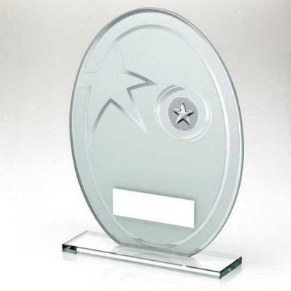 Picture of White~silver Printed Glass Oval With Wreath Design (1in Centre)