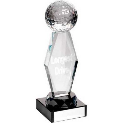 Picture of Clear Glass Lasered Golf Column On Black Base (Boxed) L.D